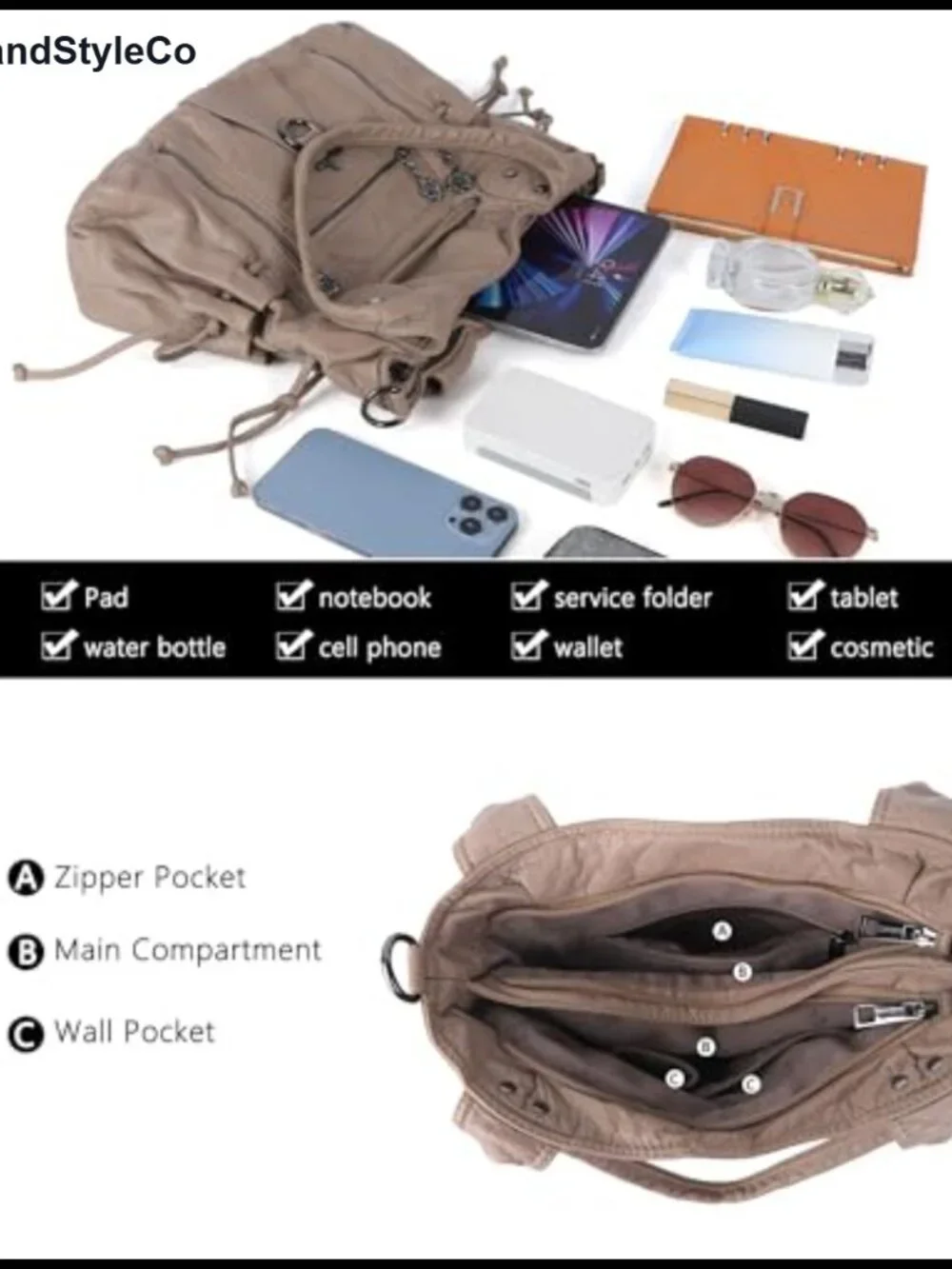 Soft Vegan Leather Hobo Crossbody Bag Purse with Tassel Studs